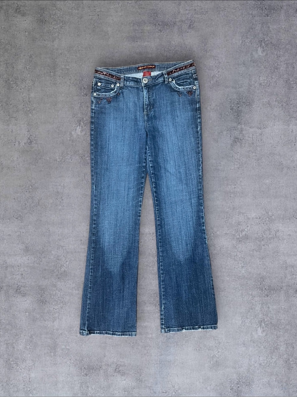 Vintage 2000s y2k Ribbon Low Rise Kick Flare American Exchange Sz 32/12 Jeans